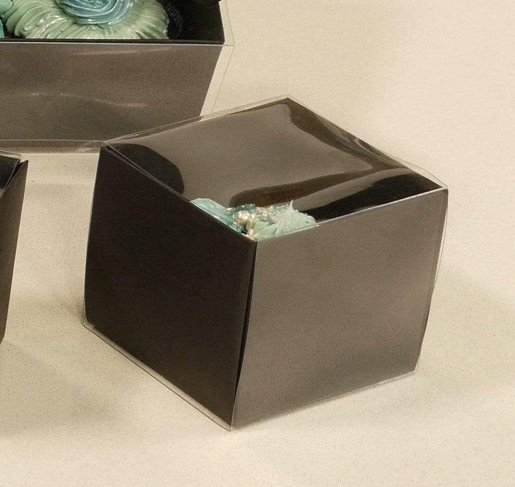 BOXXD™ CupcakeBoxes 1 Regular Cupcake Boxes with Clear Slide Cover - Black Designer Range