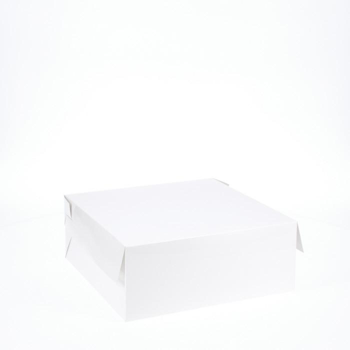 BOXXD™ CakeBoxes 10” x 10” x 4” Low Height Cake Dessert Box with Top Cover - Gloss White