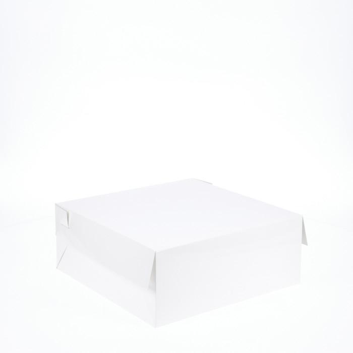 BOXXD™ CakeBoxes 10” x 10” x 4” Low Height Cake Dessert Box with Top Cover - Gloss White