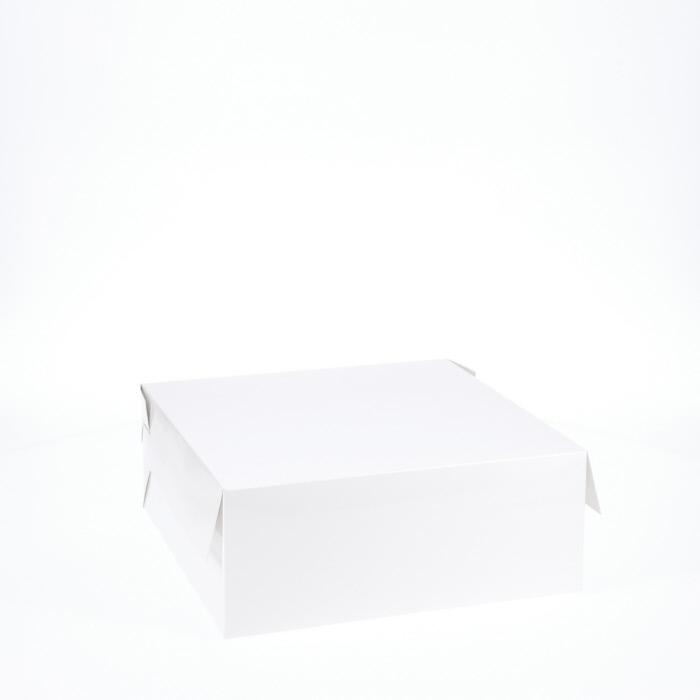 BOXXD™ CakeBoxes 10” x 10” x 4” Low Height Cake Dessert Box with Top Cover - Gloss White
