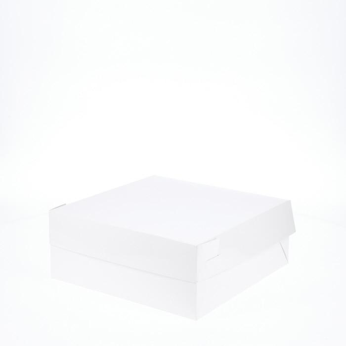 BOXXD™ CakeBoxes 10” x 10” x 4” Low Height Cake Dessert Box with Top Cover - Gloss White