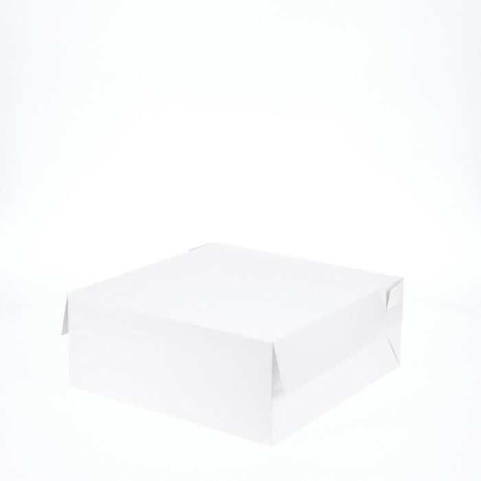 BOXXD™ CakeBoxes 10” x 10” x 4” Low Height Cake Dessert Box with Top Cover - Gloss White