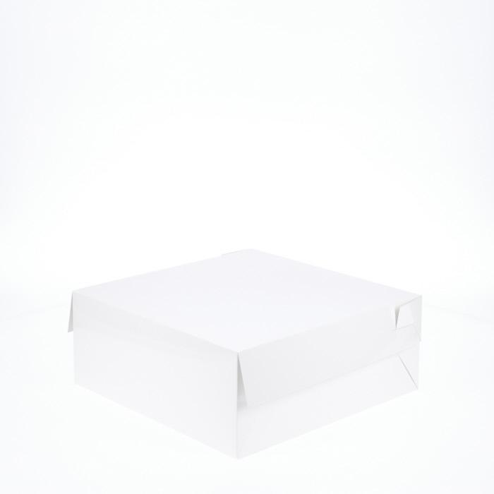 BOXXD™ CakeBoxes 10” x 10” x 4” Low Height Cake Dessert Box with Top Cover - Gloss White