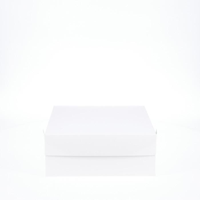 BOXXD™ CakeBoxes 10” x 10” x 4” Low Height Cake Dessert Box with Top Cover - Gloss White