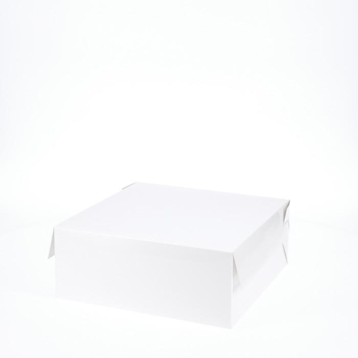BOXXD™ CakeBoxes 10” x 10” x 4” Low Height Cake Dessert Box with Top Cover - Gloss White