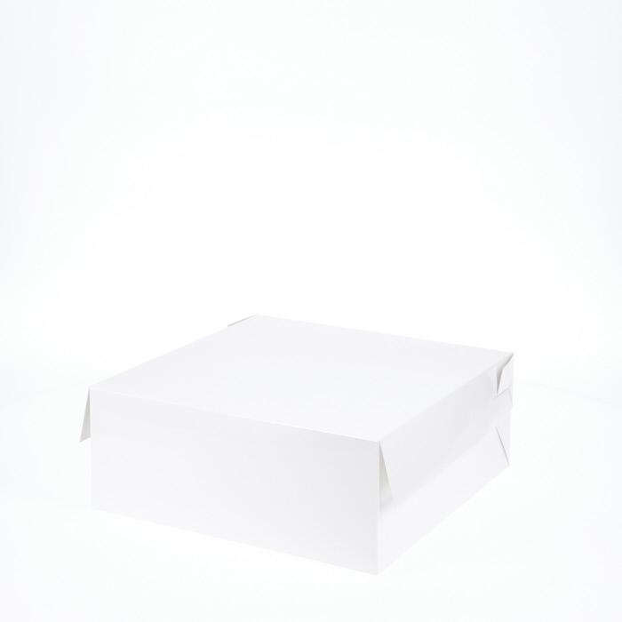 BOXXD™ CakeBoxes 10” x 10” x 4” Low Height Cake Dessert Box with Top Cover - Gloss White