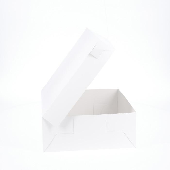 BOXXD™ CakeBoxes 10” x 10” x 4” Low Height Cake Dessert Box with Top Cover - Gloss White