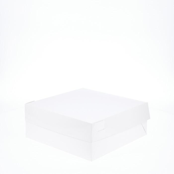 BOXXD™ CakeBoxes 10” x 10” x 4” Low Height Cake Dessert Box with Top Cover - Gloss White