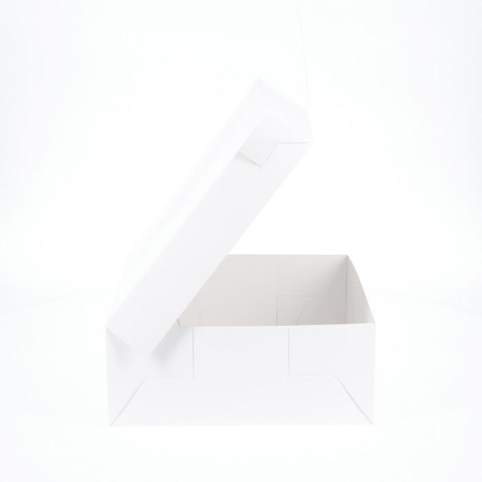 BOXXD™ CakeBoxes 10” x 10” x 4” Low Height Cake Dessert Box with Top Cover - Gloss White