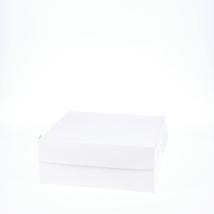 BOXXD™ CakeBoxes 10” x 10” x 4” Low Height Cake Dessert Box with Top Cover - Gloss White