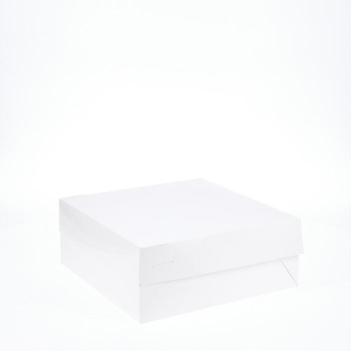 BOXXD™ CakeBoxes 10” x 10” x 4” Low Height Cake Dessert Box with Top Cover - Gloss White