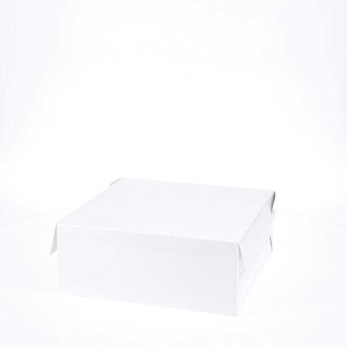 BOXXD™ CakeBoxes 10” x 10” x 4” Low Height Cake Dessert Box with Top Cover - Gloss White