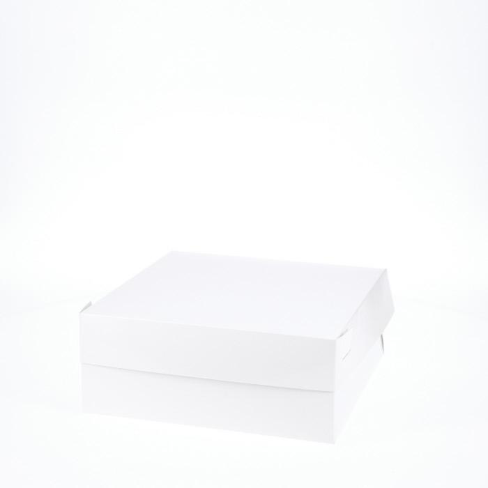 BOXXD™ CakeBoxes 10” x 10” x 4” Low Height Cake Dessert Box with Top Cover - Gloss White