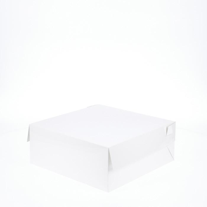 BOXXD™ CakeBoxes 10” x 10” x 4” Low Height Cake Dessert Box with Top Cover - Gloss White