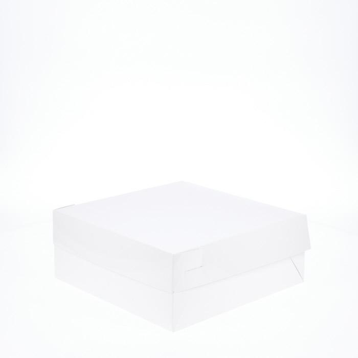 BOXXD™ CakeBoxes 10” x 10” x 4” Low Height Cake Dessert Box with Top Cover - Gloss White