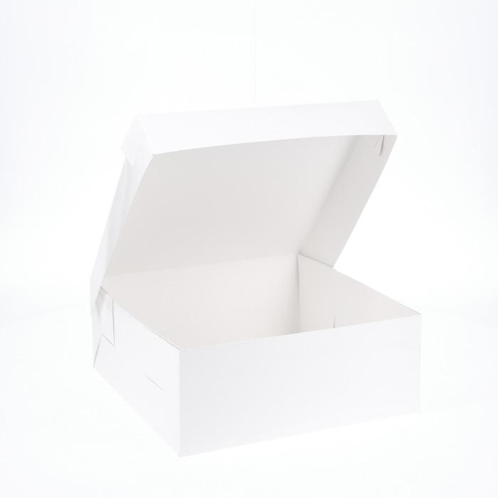 BOXXD™ CakeBoxes 10” x 10” x 4” Low Height Cake Dessert Box with Top Cover - Gloss White