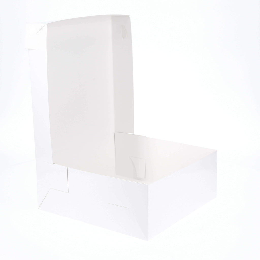 BOXXD™ CakeBoxes 10” x 10” x 4” Low Height Cake Dessert Box with Top Cover - Gloss White