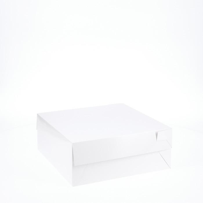 BOXXD™ CakeBoxes 10” x 10” x 4” Low Height Cake Dessert Box with Top Cover - Gloss White