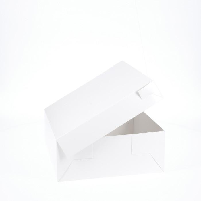 BOXXD™ CakeBoxes 10” x 10” x 4” Low Height Cake Dessert Box with Top Cover - Gloss White