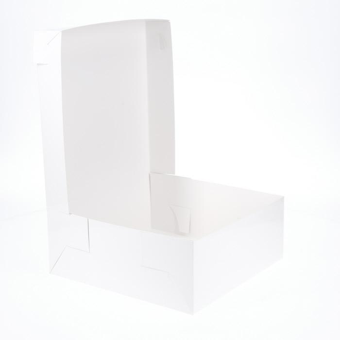 BOXXD™ CakeBoxes 10” x 10” x 4” Low Height Cake Dessert Box with Top Cover - Gloss White