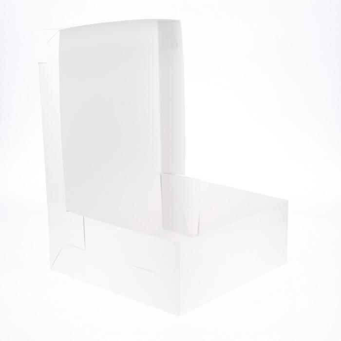 BOXXD™ CakeBoxes 10” x 10” x 4” Low Height Cake Dessert Box with Top Cover - Gloss White