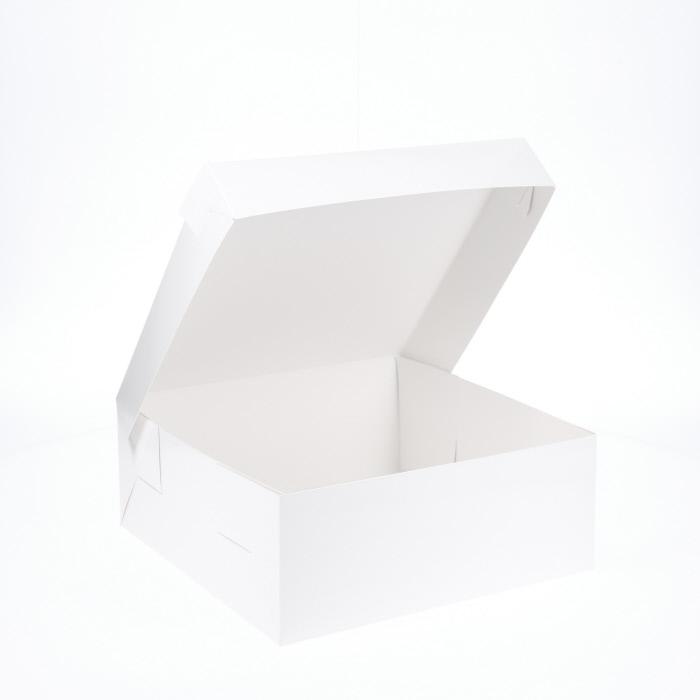 BOXXD™ CakeBoxes 10” x 10” x 4” Low Height Cake Dessert Box with Top Cover - Gloss White