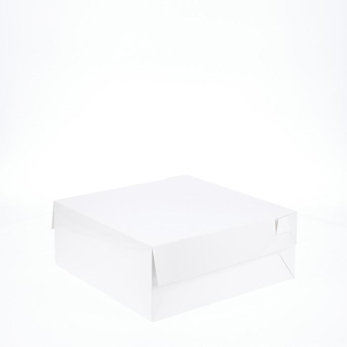 BOXXD™ CakeBoxes 10” x 10” x 4” Low Height Cake Dessert Box with Top Cover - Gloss White