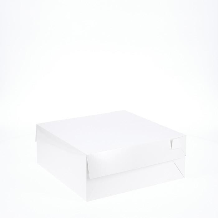BOXXD™ CakeBoxes 10” x 10” x 4” Low Height Cake Dessert Box with Top Cover - Gloss White