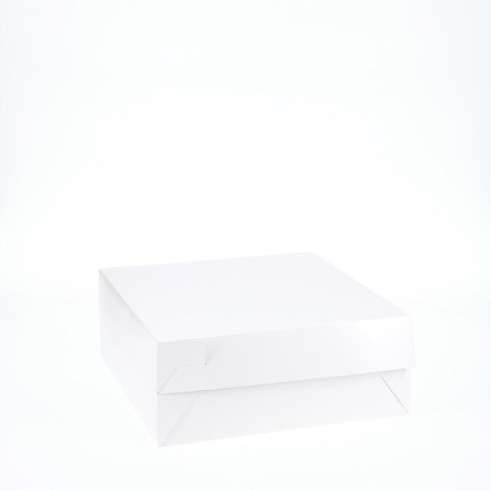 BOXXD™ CakeBoxes 10” x 10” x 4” Low Height Cake Dessert Box with Top Cover - Gloss White