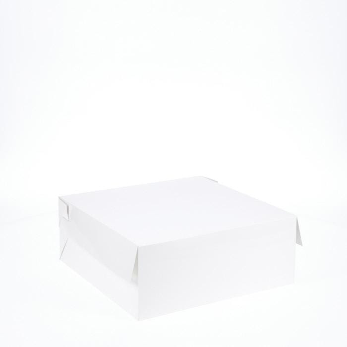 BOXXD™ CakeBoxes 10” x 10” x 4” Low Height Cake Dessert Box with Top Cover - Gloss White