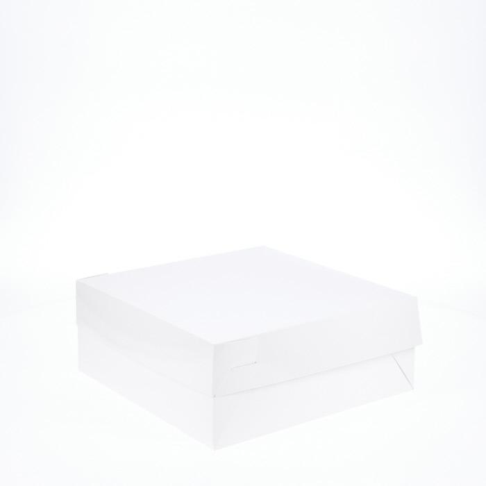 BOXXD™ CakeBoxes 10” x 10” x 4” Low Height Cake Dessert Box with Top Cover - Gloss White