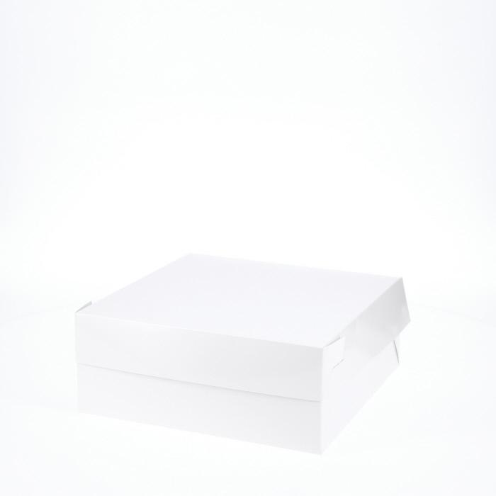 BOXXD™ CakeBoxes 10” x 10” x 4” Low Height Cake Dessert Box with Top Cover - Gloss White