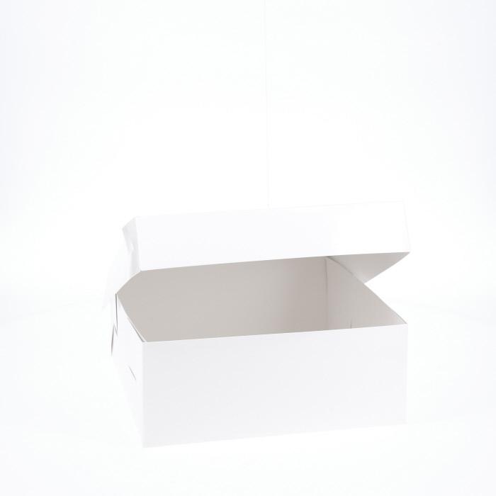 BOXXD™ CakeBoxes 10” x 10” x 4” Low Height Cake Dessert Box with Top Cover - Gloss White