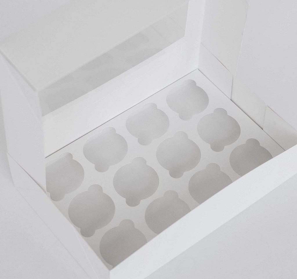 BOXXD™ CupcakeBoxes 12 Regular Cupcake Boxes with Clear Window - Gloss White