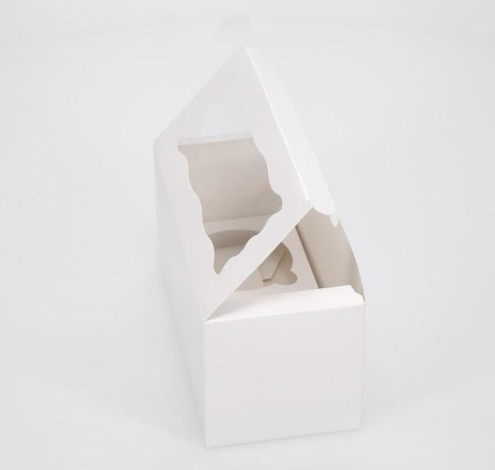 BOXXD™ CupcakeBoxes 2 Mini Cupcake Boxes with Clear Window - Gloss White