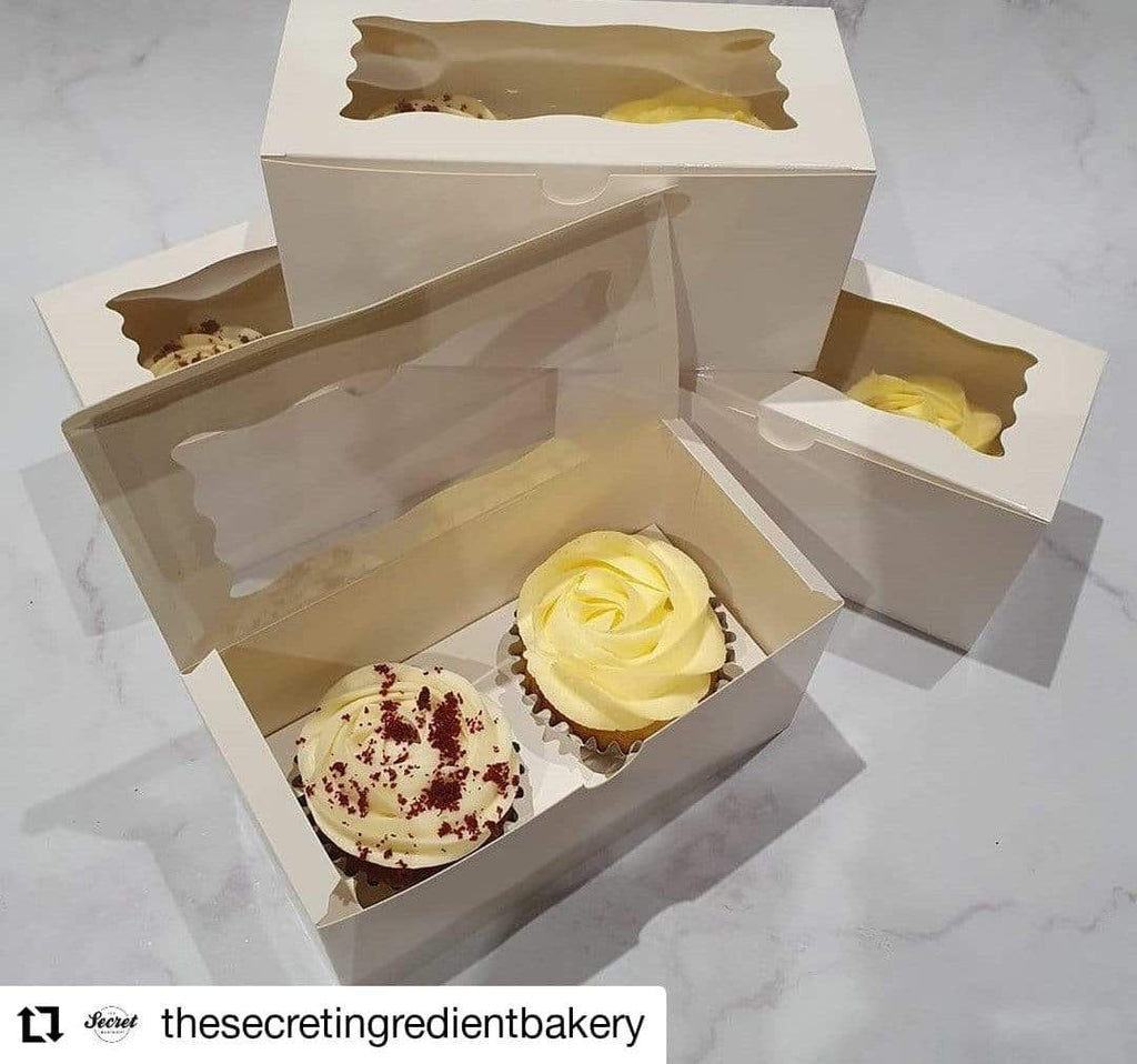 BOXXD™ CupcakeBoxes 2 Regular Cupcake Boxes with Clear Window - Gloss White