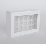 24 Mini Cupcake Boxes with Clear Window - Gloss White
