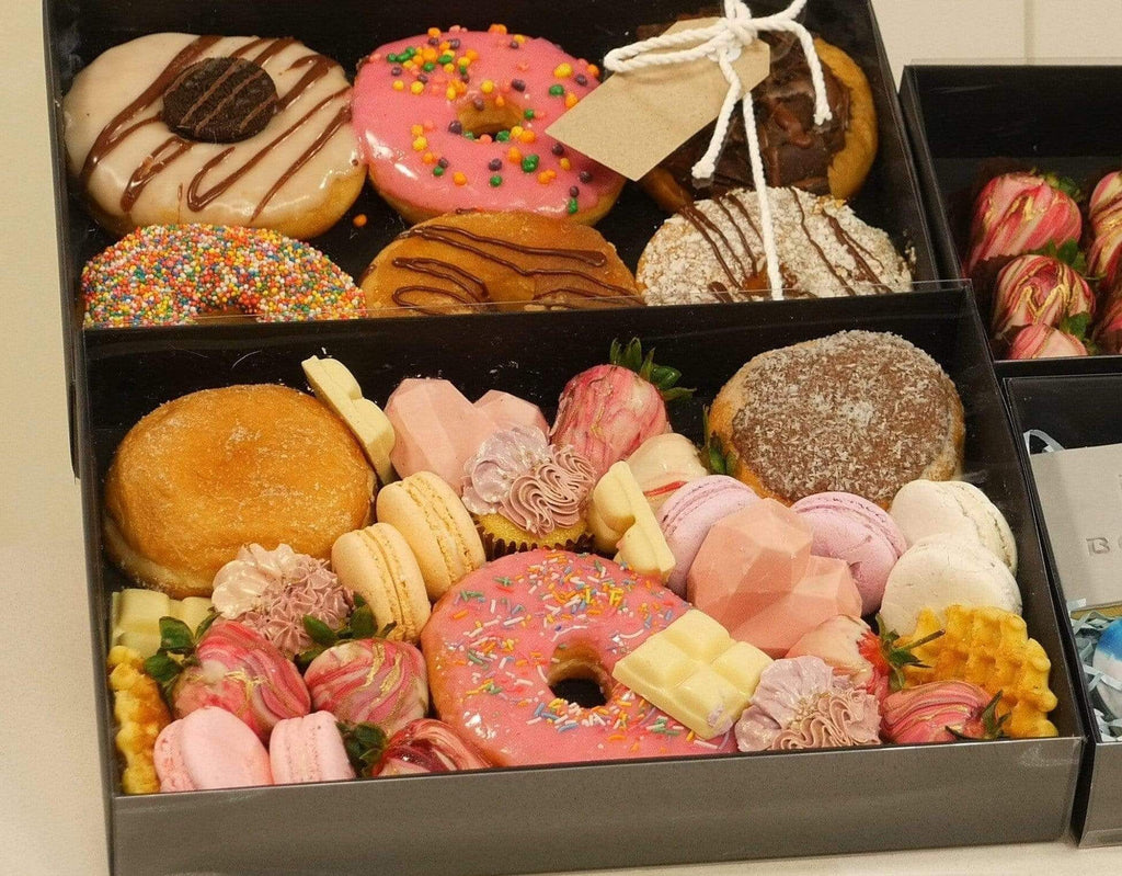 BOXXD™ CookieBoxes 32 x 23 x 5cm X-Large Cookie Dessert Box with Clear Slide Cover - Black Designer Range