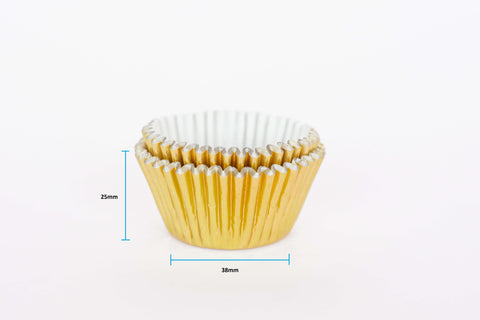 BOXXD™ PattyPans #390 (Mini Cupcake) 1000 Qty, Gold Foil Patty Pans - Baking Cups