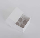 4 Mini Cupcake Boxes with Clear Window - Gloss White