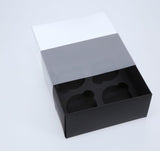 4 Regular Cupcake Boxes with Clear Slide Cover - Black Designer Range