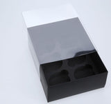 BOXXD™ CupcakeBoxes 6 Regular Cupcake Boxes with Clear Slide Cover - Black Designer Range