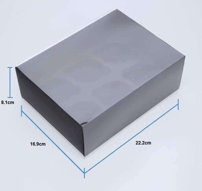 BOXXD™ CupcakeBoxes 6 Regular Cupcake Boxes with Clear Slide Cover - Black Designer Range