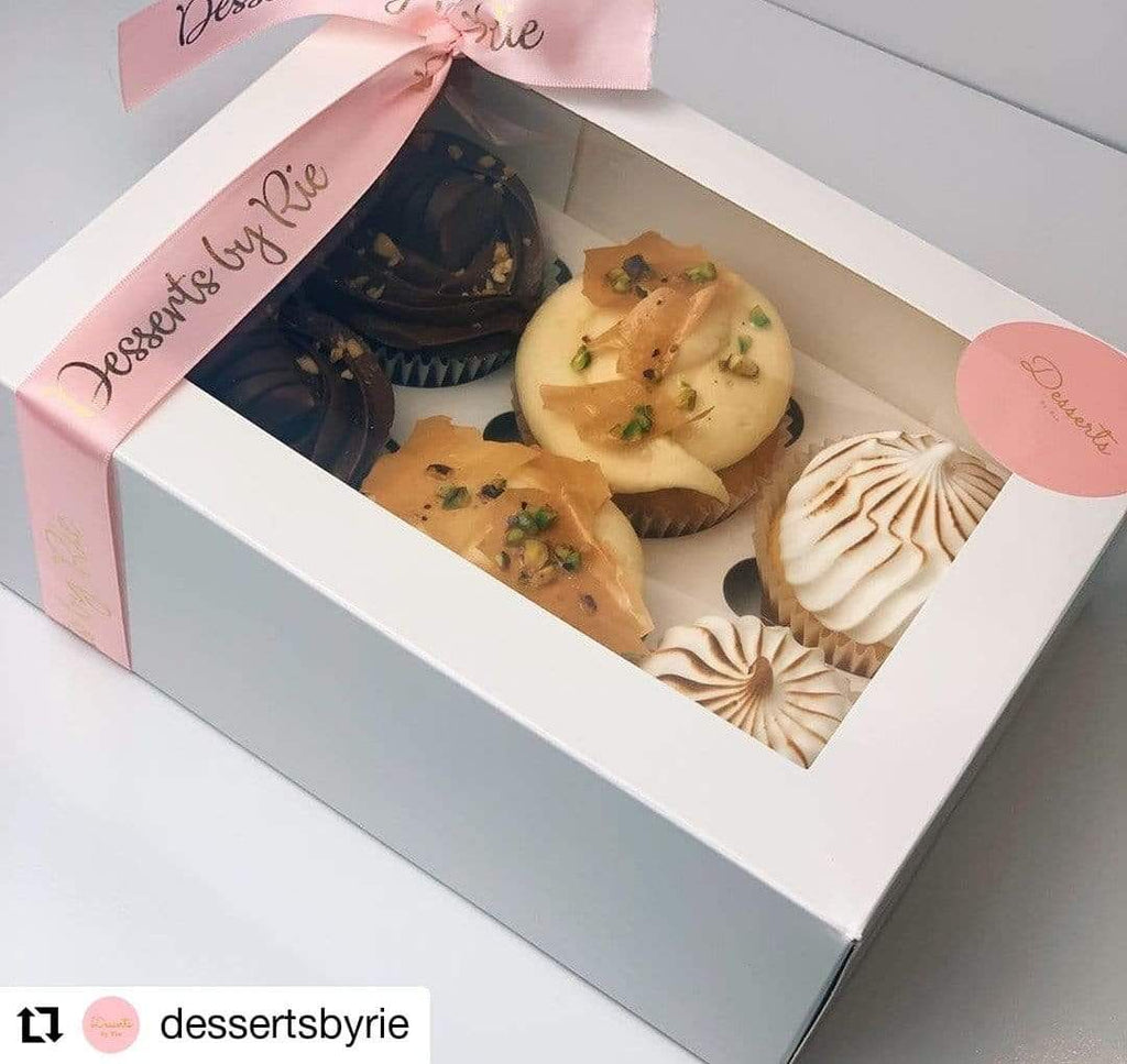 BOXXD™ CupcakeBoxes 6 Regular Cupcake Boxes with Clear Window - Gloss White