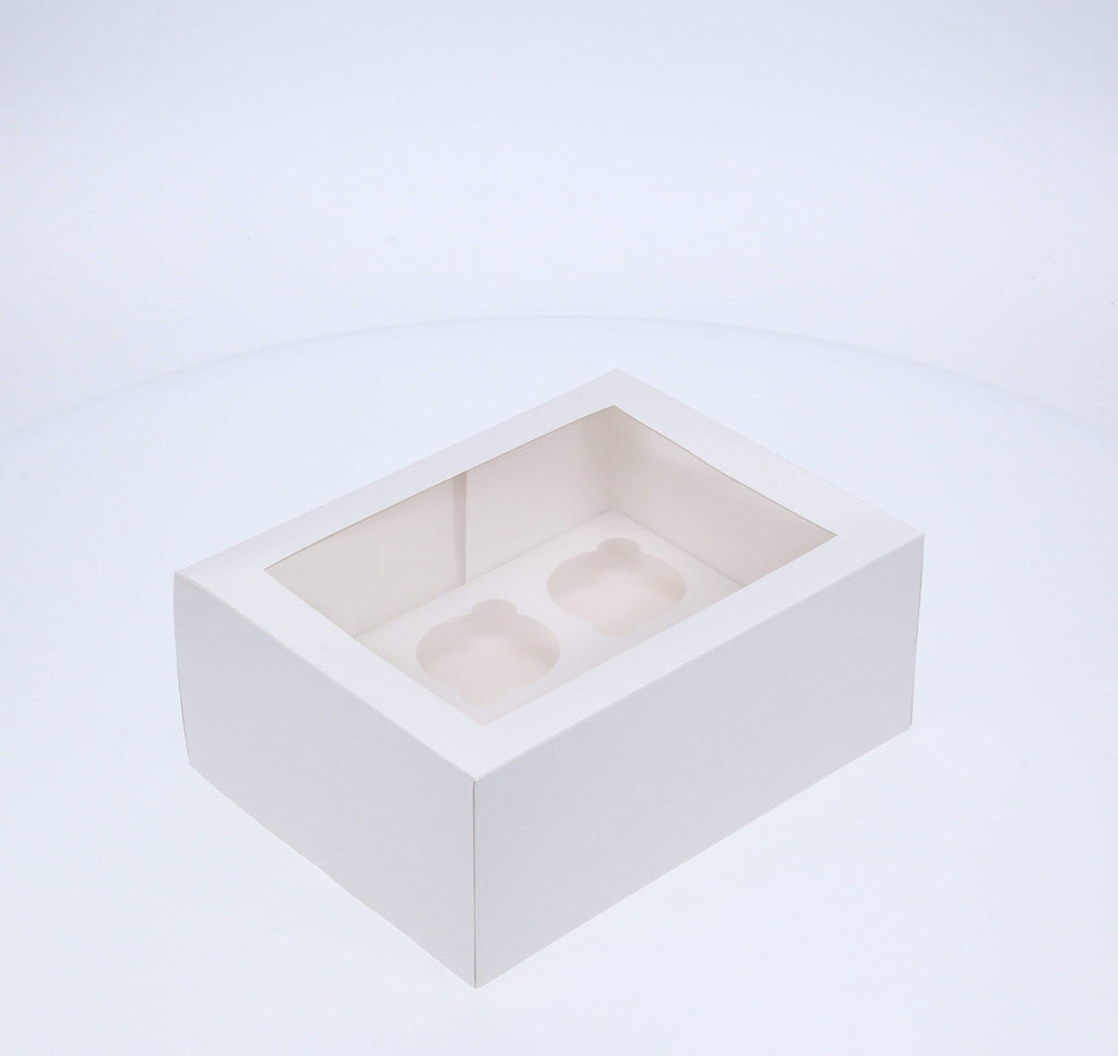 BOXXD™ CupcakeBoxes 6 Regular Tall Cupcake Boxes with Clear Window - Gloss White