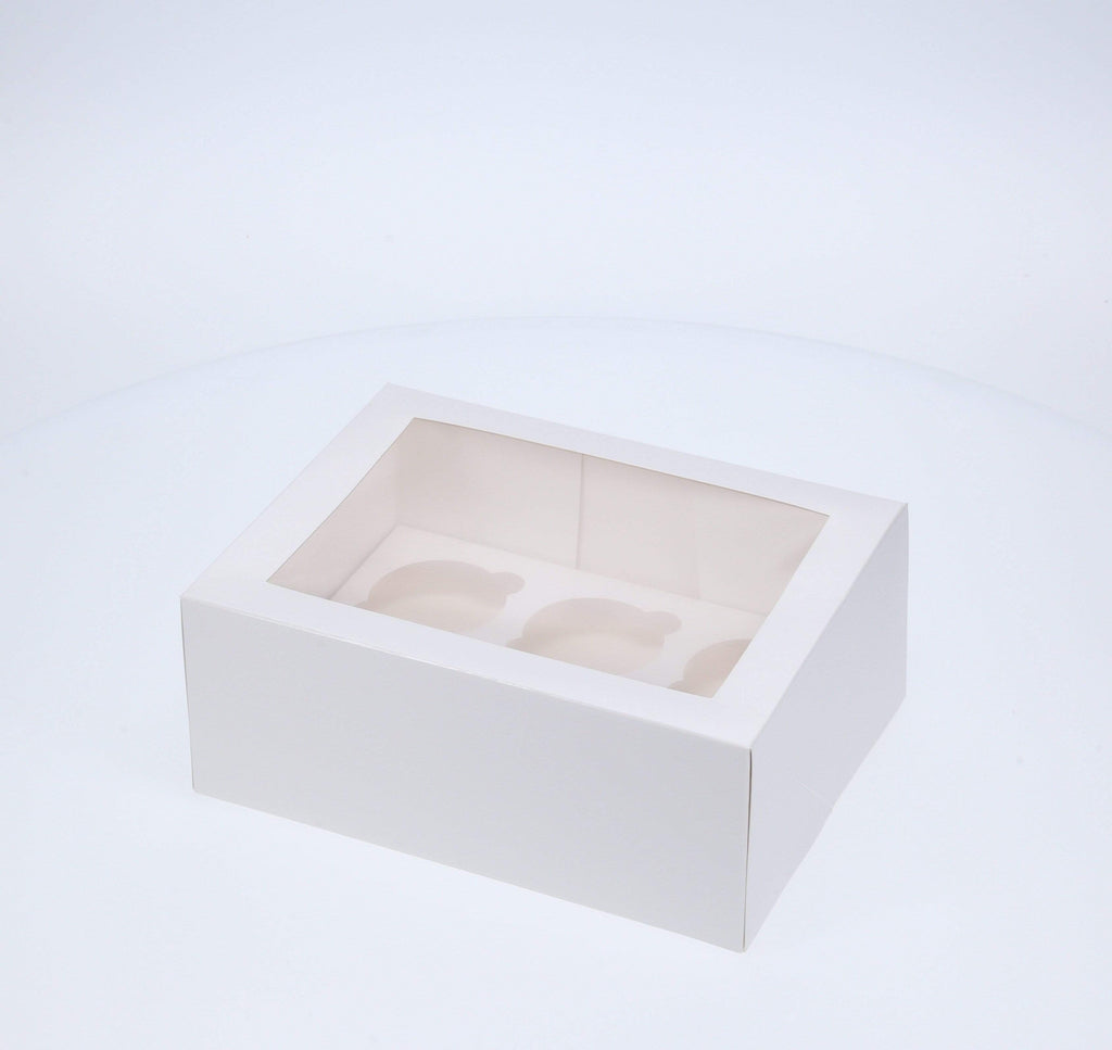 BOXXD™ CupcakeBoxes 6 Regular Tall Cupcake Boxes with Clear Window - Gloss White