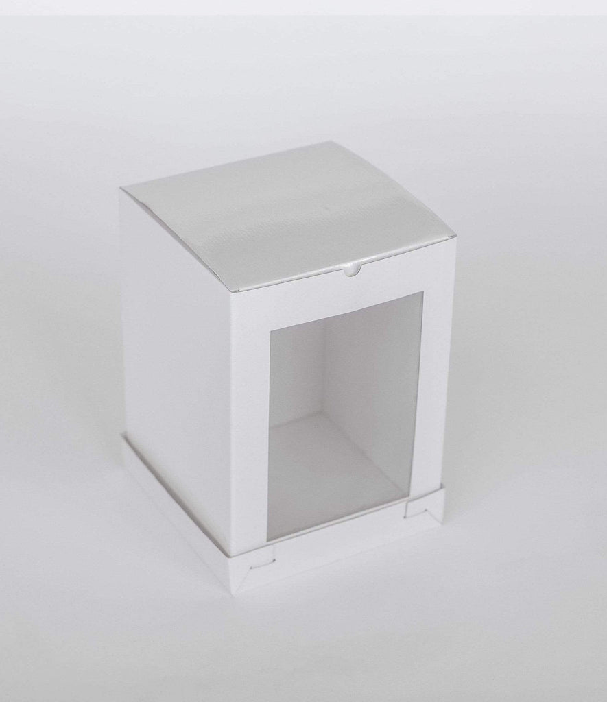 BOXXD™ CakeBoxes 8” x 8” x 14” Tall Height Cake Box with Front Clear Window - Gloss White