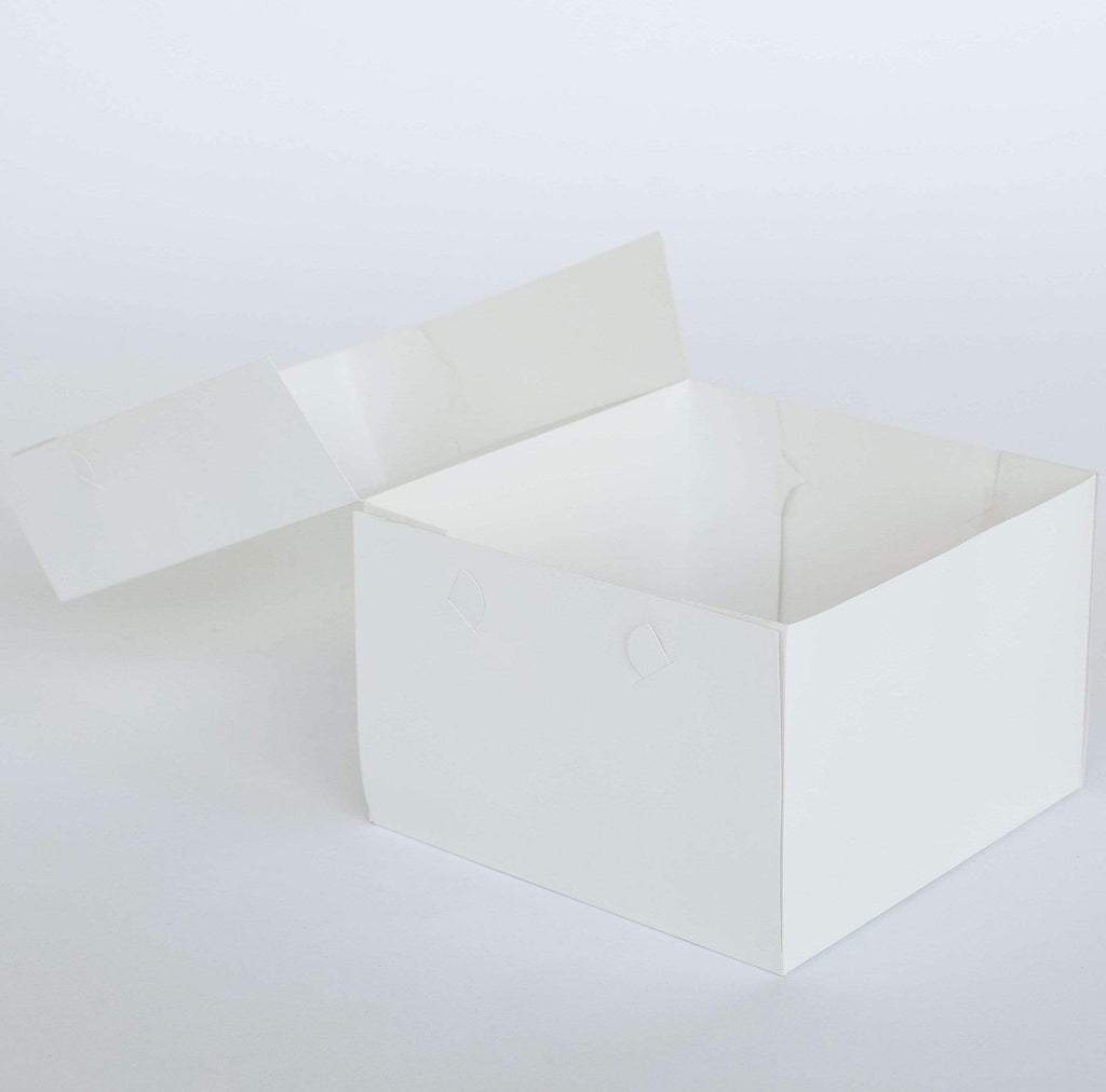 BOXXD™ CakeBoxes 8” x 8” x 8” Standard Height Cake Dessert Box with Top Cover - Gloss White