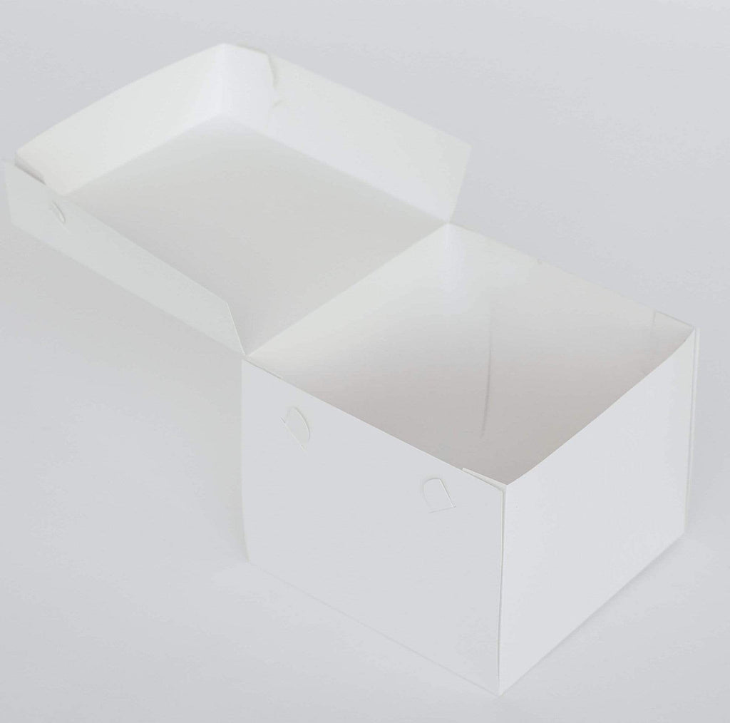 BOXXD™ CakeBoxes 8” x 8” x 8” Standard Height Cake Dessert Box with Top Cover - Gloss White