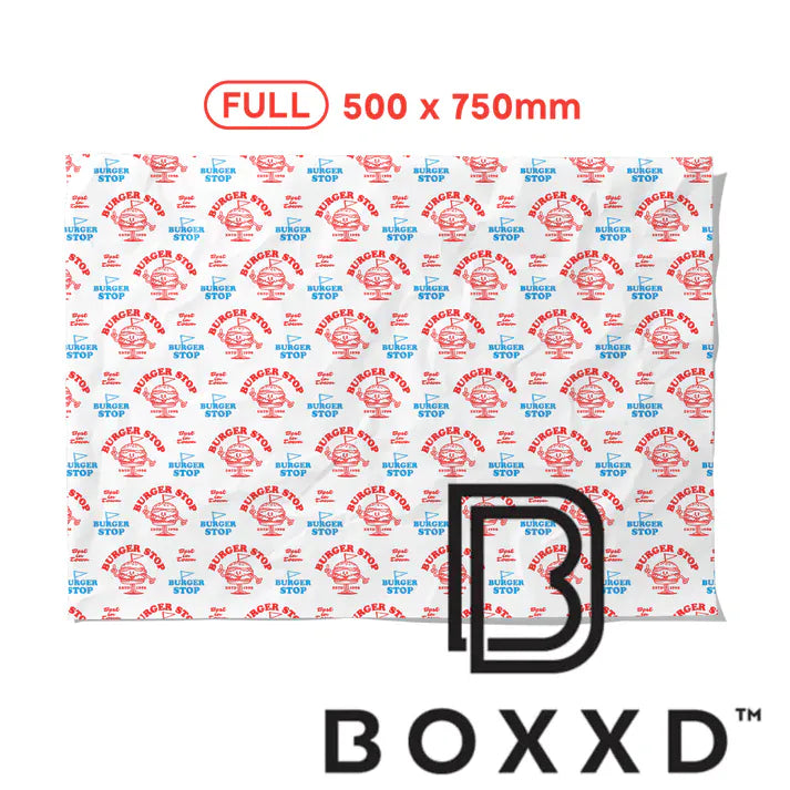 BOXXD™ CustomTissue Custom Greaseproof Paper 250 x 250mm - Spot Colour